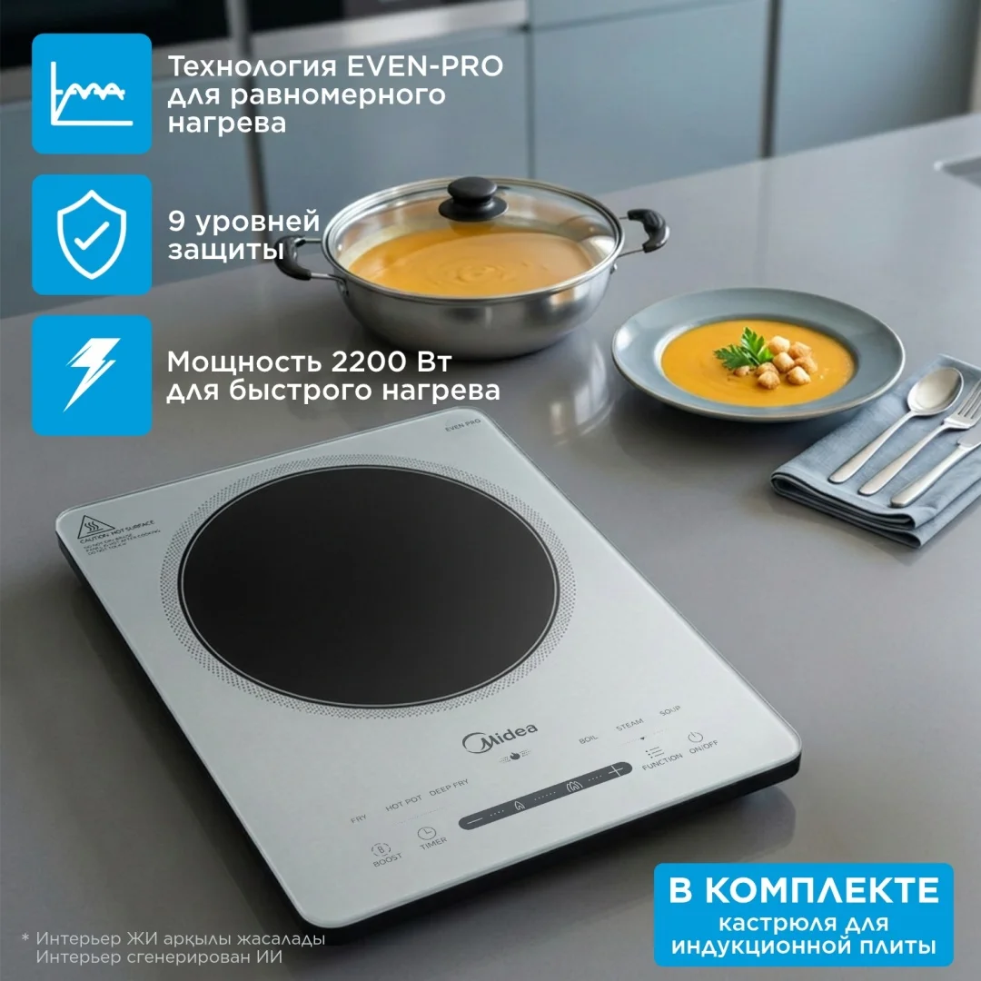 Үстел үсті плитасы Midea МIH-T311GS күміс түсті