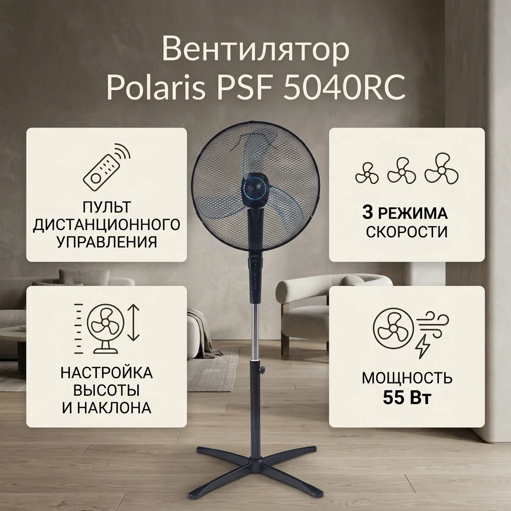 Вентилятор Polaris PSF 5040RC черный
