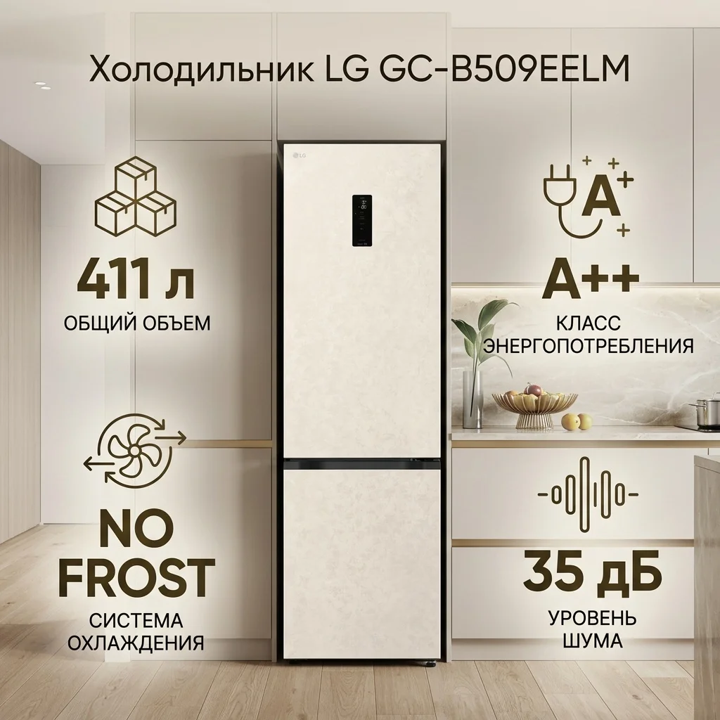 Холодильник LG GC-B509EELM бежевый