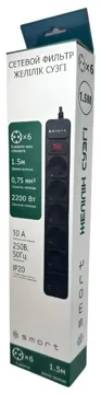 Сетевой фильтр Smart SM-06B-1.5M, 1.5 м