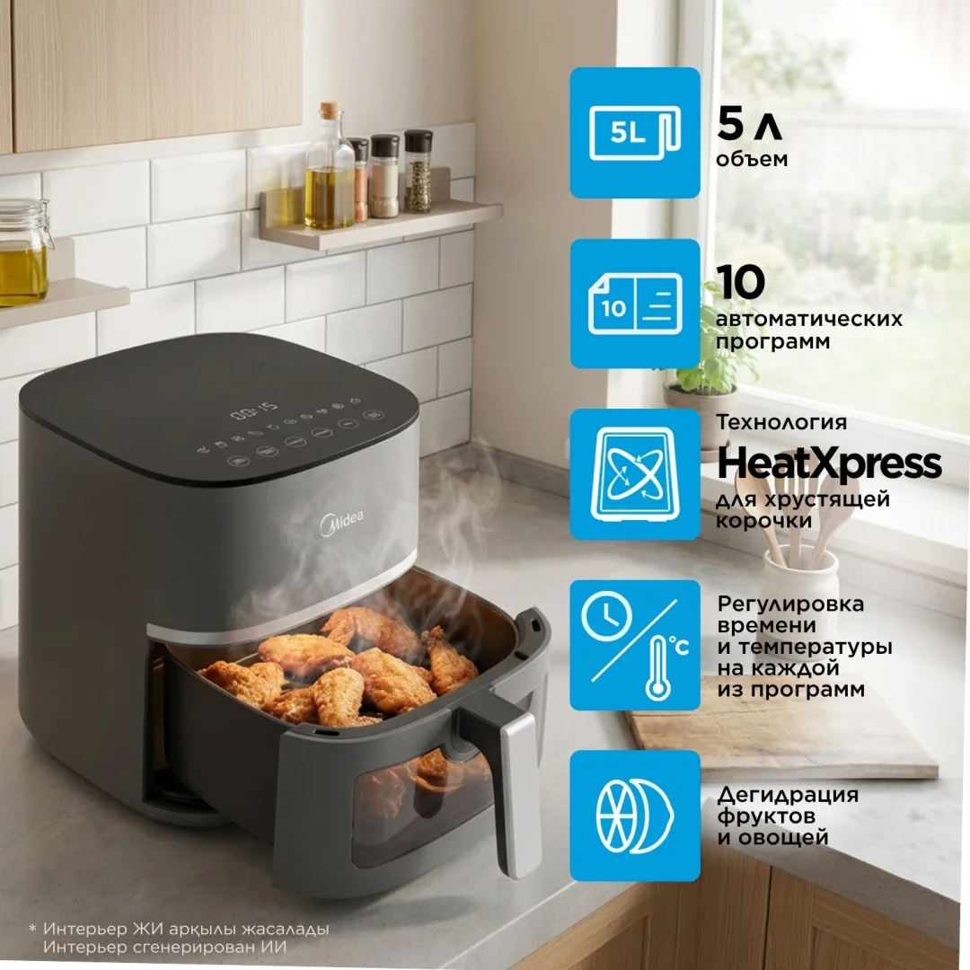 Аэрогриль Midea MF-CY55M (G) 5 л сұр