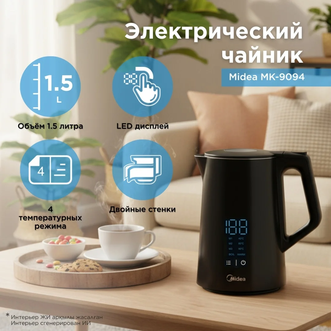 Электр шәйнек Midea MK-9094 қара