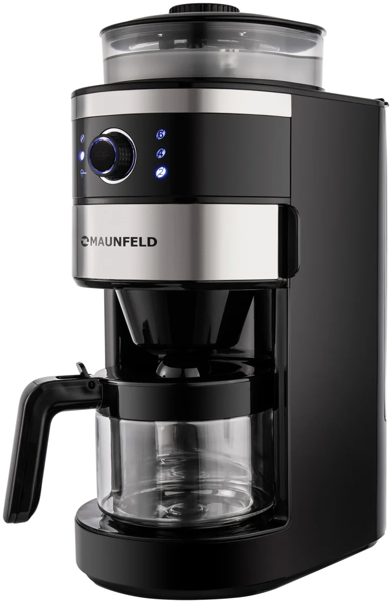 Кофеварка MAUNFELD MF-731BK серебристый, черный