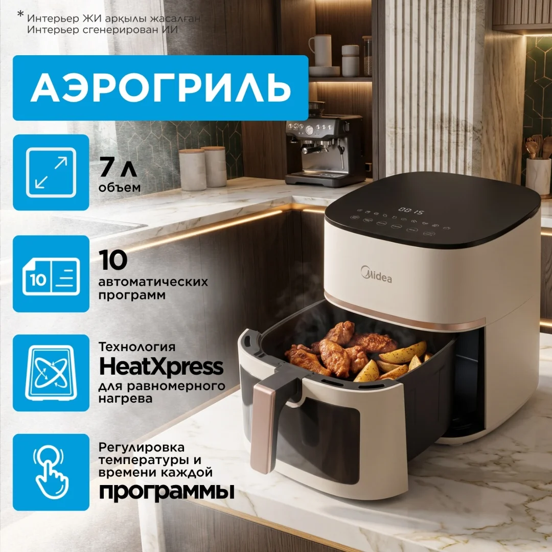 Аэрогриль Midea MF-CY70M (М) 7 л сүт түсті