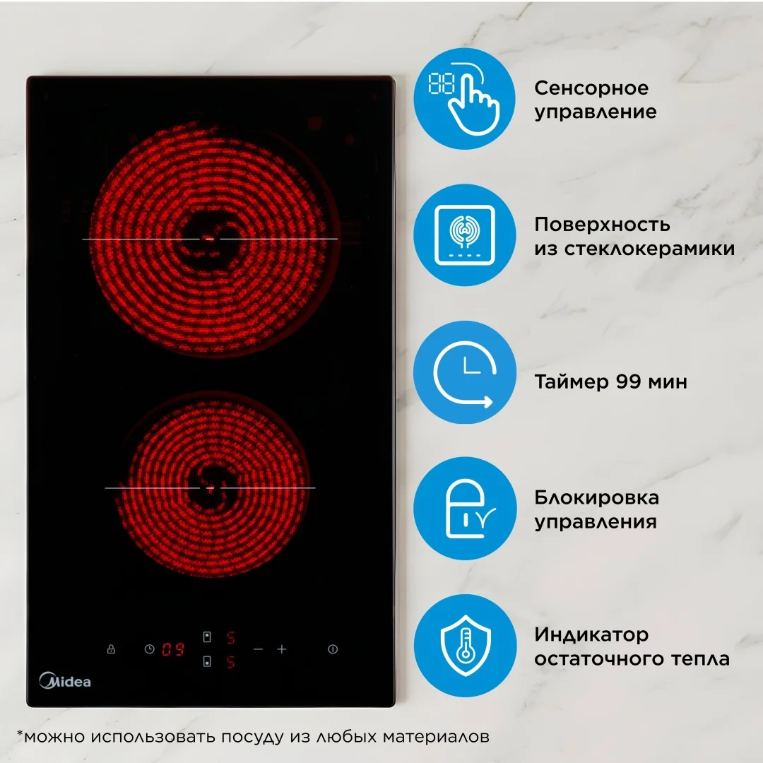Электрическая варочная поверхность Midea MCH-321B2 черный