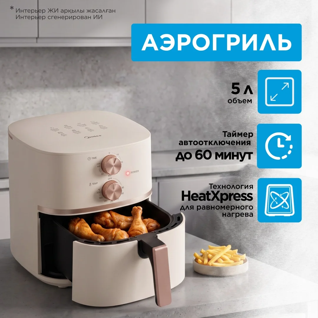 Аэрогриль Midea MF-TN55M (W) 5 л сүт түсті