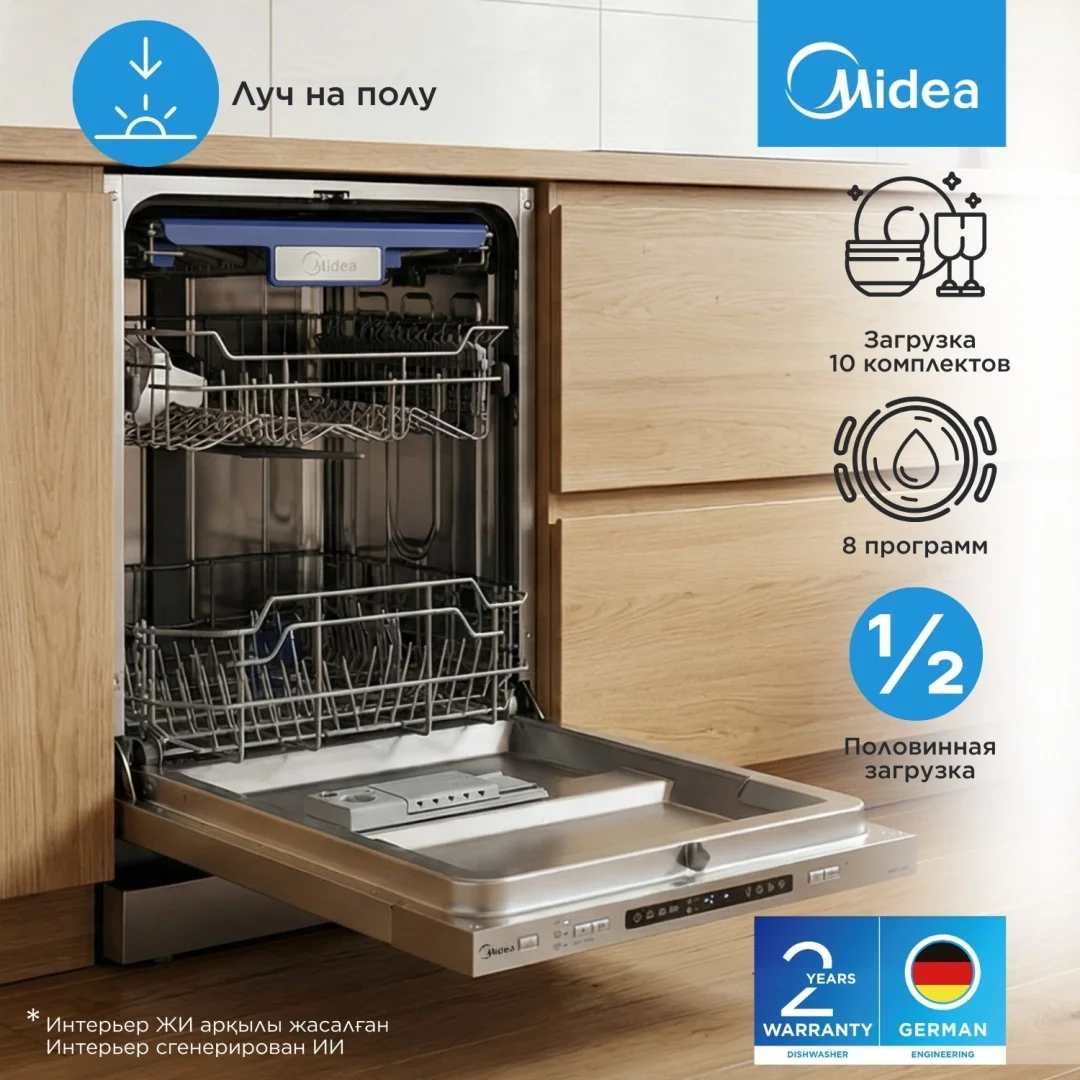 Ыдыс жуатын машина Midea MDWB-4518LD күміс түсті