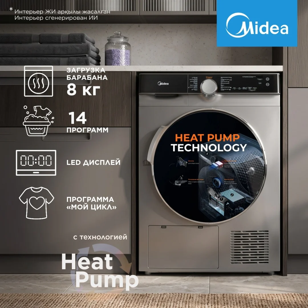 Сушильная машина Midea MDK03H80S-C серый