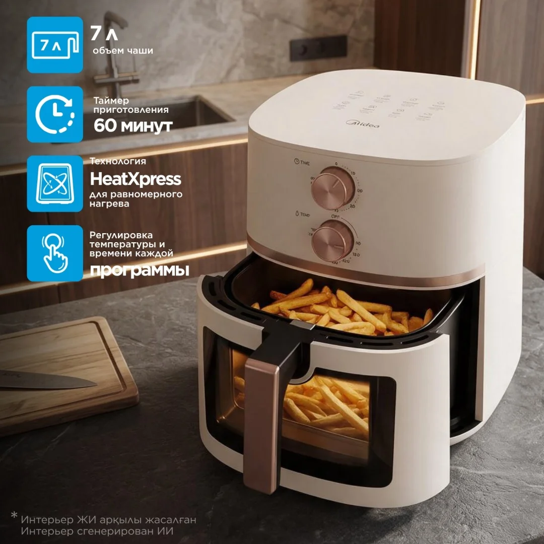 Аэрогриль Midea MF-TY70M (W) 7 л молочный