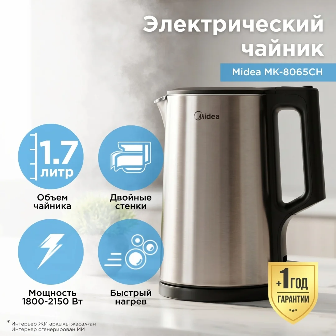 Электрочайник Midea MK-8065CH стальной