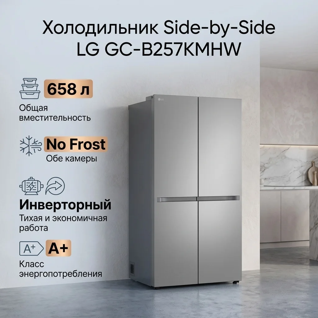 Холодильник LG GC-B257KMHW серебристый