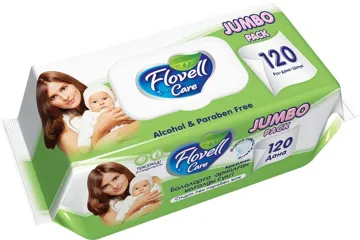 Салфетки влажные Flovell Care Classic зеленые 120 шт