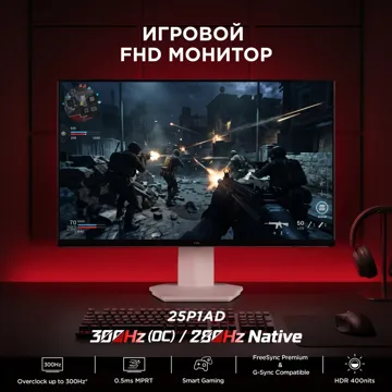 Монитор 24.5" TCL 25P1AD белый