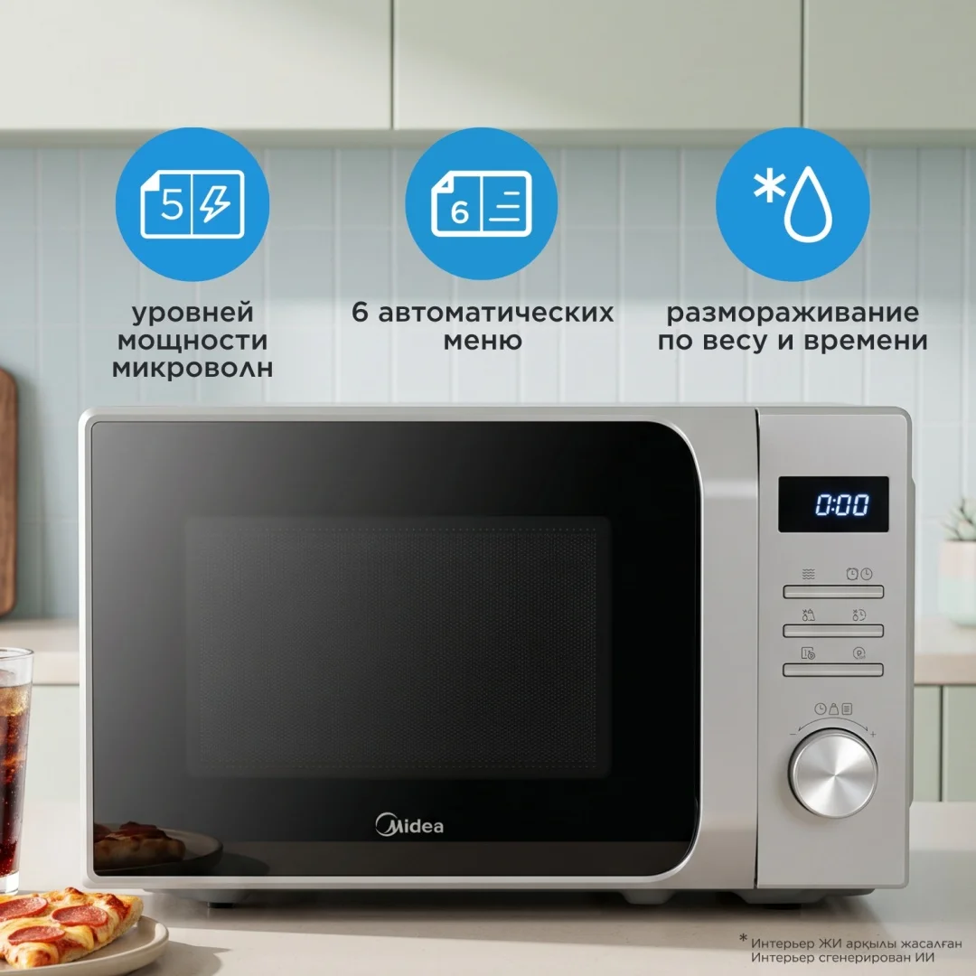 Микротолқынды пеш Midea AM720C2MV-S күміс түсті
