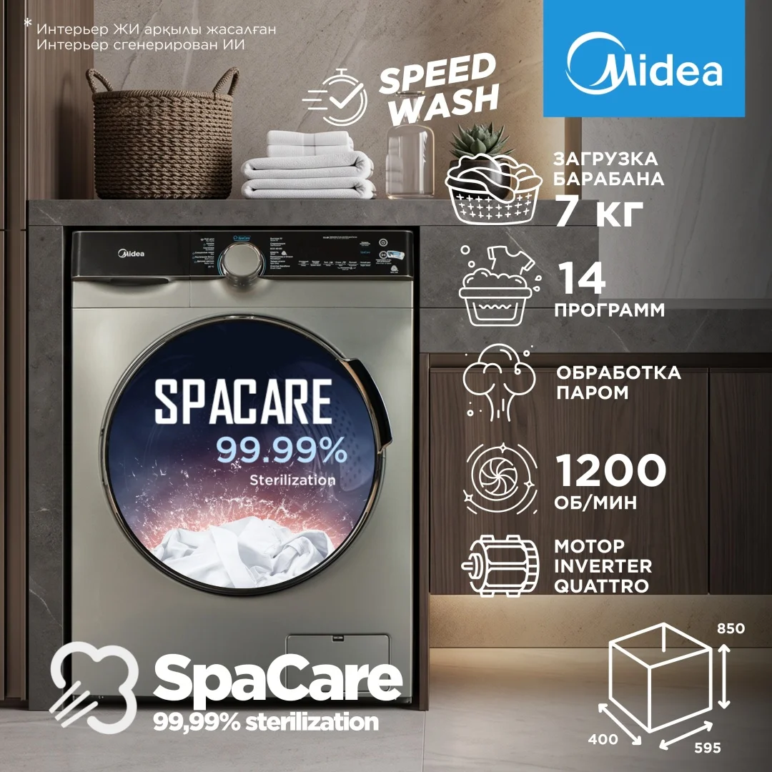 Стиральная машина Midea MFK03W70B/S-C 7 кг серый