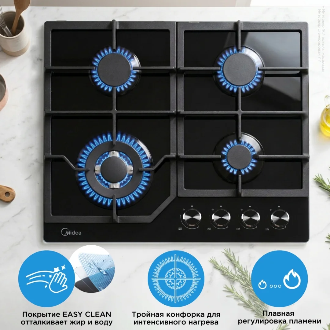Газбен пісіру панелі Midea MGEC1684T GB қара