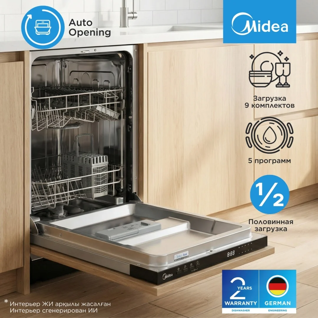 Ыдыс жуатын машина Midea MID45S060-C болат түсті