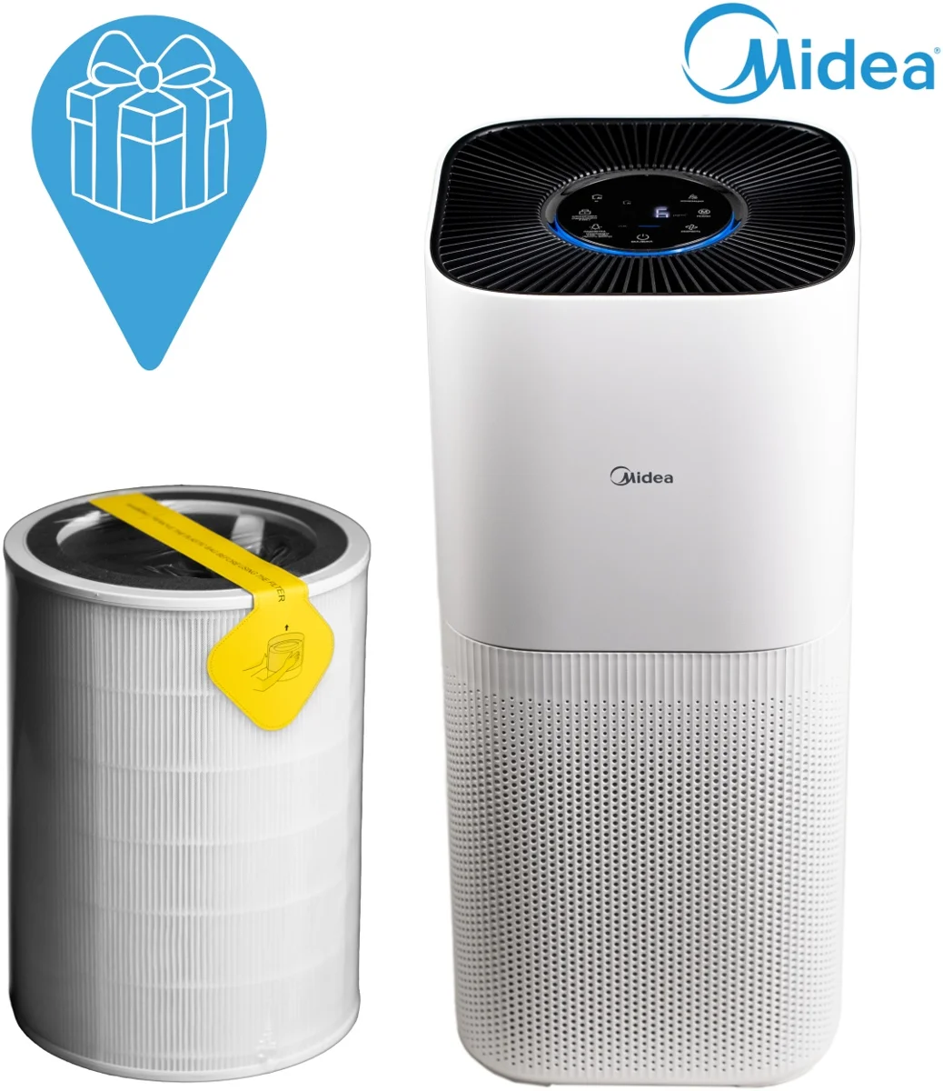 Ауа тазартқыш Midea KJ500G-F11 + Сүзгі HEPA FC-50F1-1(SA) ақ, қара