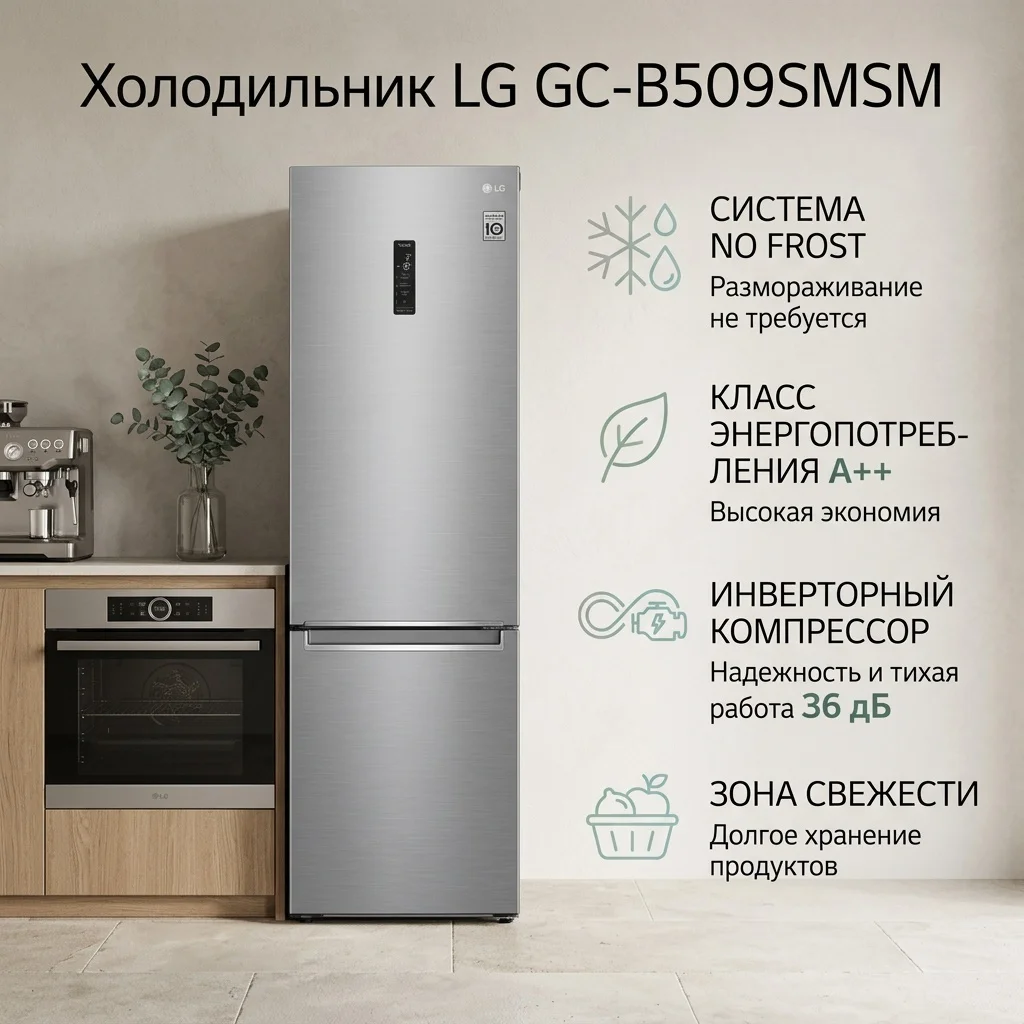 Холодильник LG GC-B509SMSM серебристый