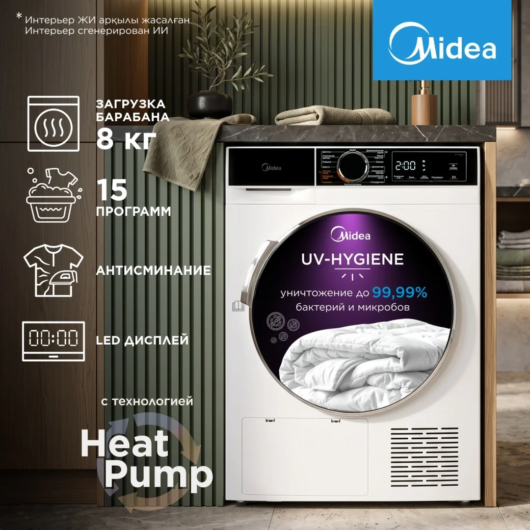 Сушильная машина Midea MDA01H80/W-KZ белый, черный