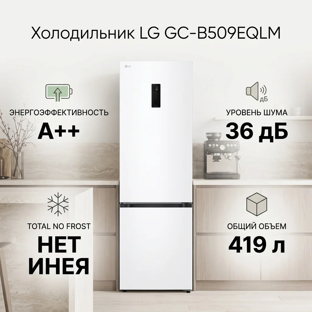 Холодильник LG GC-B509EQLM белый